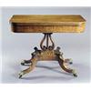 Image 1 : A George IV mahogany card table, the rectangular hinged top with rounded corners, on a lyre support,