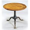 Image 1 : A George III mahogany tilt top table, the round top on a turned column and tripod base with pad feet
