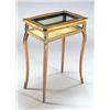 Image 1 : A French mahogany display table with gilt metal mounts, a hinged glazed top and sides, on slender ca