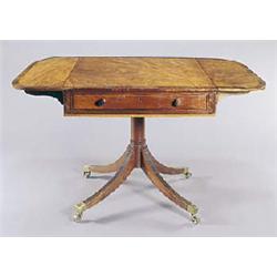 A George IV mahogany Pembroke table, the rosewood crossbanded and boxwood strung rectangular top wit