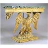 Image 1 : A pine console table in William Kent style with a rectangular antique green type marble top above an
