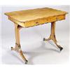 Image 1 : An early 19th century mahogany and ebony strung rectangular library table, the top with rounded corn