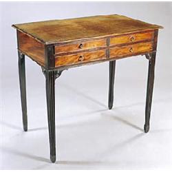 A George III mahogany rectangular side table, the top with a moulded edge above four short drawers w