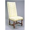 Image 1 : A French side chair, the tall back and seat upholstered in printed cotton, the walnut shaped legs wi