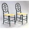 Image 1 : A pair of mid 19th century ebonised side chairs, each painted in red and green with flowers, each wi