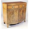 Image 1 : A late 19th century mahogany and boxwood and ebony strung bowfronted side cabinet, the crossbanded f