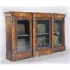 Image 1 : A Victorian walnut breakfront bookcase, the top with a moulded edge above a floral marquetry frieze,