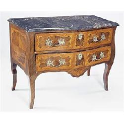 An 18th century Swiss or South German kingwood and rosewood bombe commode in the French manner, the.