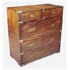 Image 1 : A mid 19th century teak military chest, with brass bindings, in two sections with two short and one.