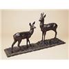 Image 1 : August Kranz, (1893- ), a bronze of two deer on a rectangular naturalistic cast base, 70cm wide £1,0