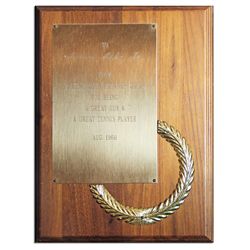 Arthur Ashe's Award Plaque Presented to Him by the Forest City Tennis Club in 1966 -- For ''Being A