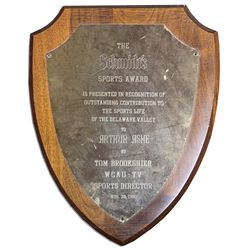 Arthur Ashe Schmidt's Sports Award Plaque Bestowed on Him in 1966