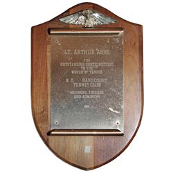 Early Arthur Ashe Award From 1967 Given to Him as a Lieutenant in The U.S. Army -- Year Before His R