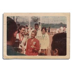 Arthur Ashe Personal Photo -- Depicting the Young Star Wearing His Medal After a Match