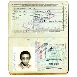 Arthur Ashe 1970 Passport -- With Original Signed Passport Photo Intact
