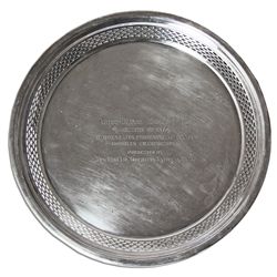 Doubles Tournament Trophy Plate Won by Arthur Ashe & Robert Lutz -- From the Pinnacle of Ashe's Extr