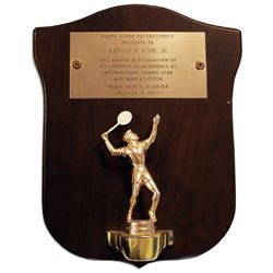 Arthur Ashe Award From 1973 by His Fraternity Kappa Alpha Psi -- For ''His Superior Achievements as