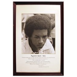 Elegant Photo of Tennis Legend Arthur Ashe -- With Printed Apartheid-Related Poem by His Friend, Sou