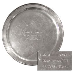 Arthur Ashe Runner-Up Award Plate -- Torino, Italy -- 19 February 1974