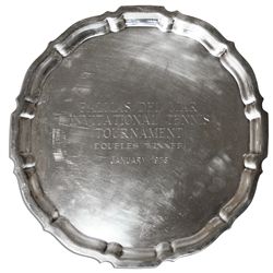 Arthur Ashe Winner's Plate From the Palmas Del Mar Tournament in 1978 -- One of His Last Wins Before