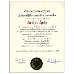 National Pharmaceutical Council Award Presented to Arthur Ashe -- 15 September 1983