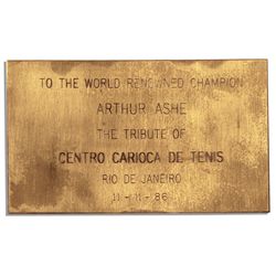 Arthur Ashe San Paulo 1986 Brass Tennis Plaque