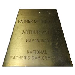 Arthur Ashe's Personally Owned ''Father of the Year'' Award From 1988