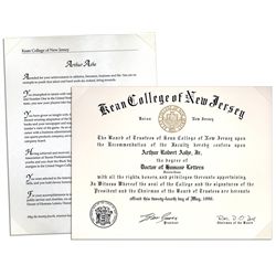 Honorary Degree From Kean College -- Presented at Commencement Ceremonies, May 1990