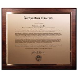 Plaque Given to Arthur Ashe by Northeastern University When the Institution Awarded Him an Honorary