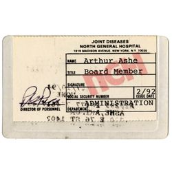 Arthur Ashe Board Member Card For Joint Diseases North General Hospital -- Issued February 1992