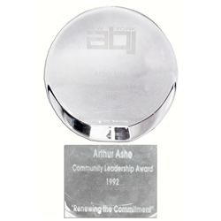 Arthur Ashe's Leadership Award From The New York Association of Black Journalists -- Made by Tiffany