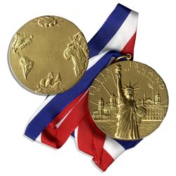 Stunning Ellis Island Medal of Honor Presented to Arthur Ashe in 1993 -- When Magnate Lee Iacocca He