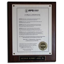 Award Presented to Arthur Ashe by The Public School System of His Hometown -- Richmond, Virginia