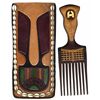 Image 1 : African Carved Wood & Bone Hair Pick in an Exquisite Case -- From the Personal Collection of Arthur