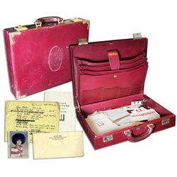 Arthur Ashe's Personally Owned & Used Burgundy Leather Briefcase -- Filled With His Own Paperwork