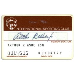 Arthur Ashe Personal ''International Sporting Club'' Card Signed