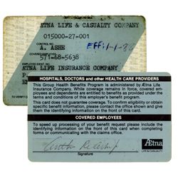 Arthur Ashe Life Insurance Card