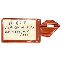 Arthur Ashe Personally Owned Luggage Tag -- Arthur Ashe Hand-Writes ''A. Ashe'' & His Home Address i