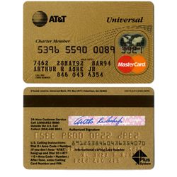 Arthur Ashe Signed MasterCard From His Last Years