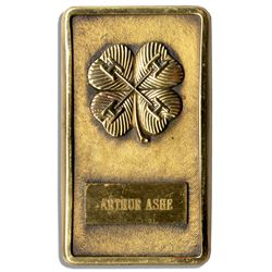Arthur Ashe 4-H Club Brass Paperweight -- With ''Arthur Ashe'' Engraved