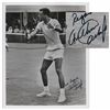 Image 1 : Arthur Ashe Signed 8'' x 10'' Photo Playing Tennis