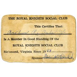 Arthur Ashe Royal Knights Social Club Card