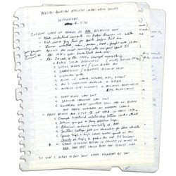 Arthur Ashe's Handwritten Outline for a Speech on Black Athletes -- ''...White America, for the firs