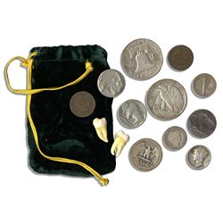 Arthur Ashe's Personally Owned Items -- Including Two Wisdom Teeth -- All Contained in a Velvet Sack