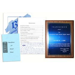 To Honor His Boycott of South African Tennis, Arthur Ashe's Award From TransAfrica -- Also With His