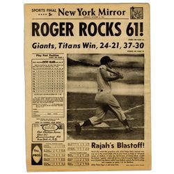 Roger Maris Breaks Babe Ruth's Record Newspaper -- 1961 -- ''61 Roger Does It''