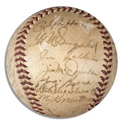 New York Yankees 1952 Baseball Signed -- With 24 Signatures Including Mickey Mantle, Yogi Berra, Joh