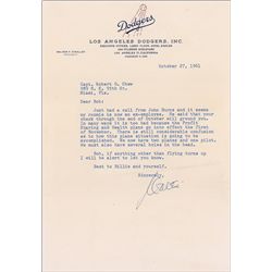 Longtime President of the Dodgers Wally O'Malley Typed Letter Signed -- ''...it seems my roomie is n