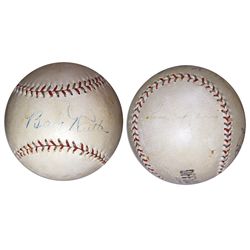 Babe Ruth & Lou Gehrig ''Official League'' Signed Baseball -- Signed by Ruth on the Sweet Spot -- Wi