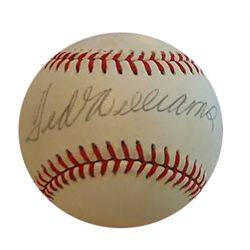 Ted Williams Signed Official Rawlings Baseball -- Signed Boldly in Black Ink on Sweet Spot -- With J